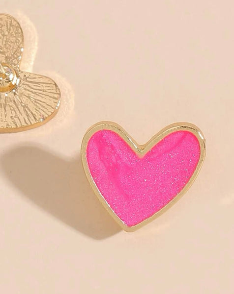 Valentine Pink Heart Stud Earrings
