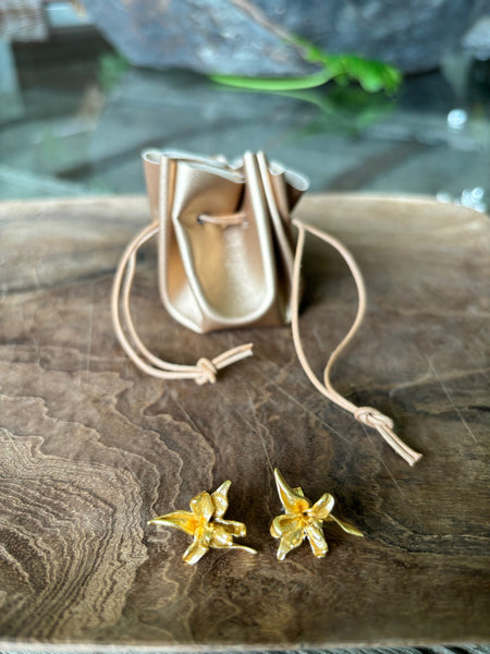 Orchid 925 Silver Earrings ( Gold Plated )