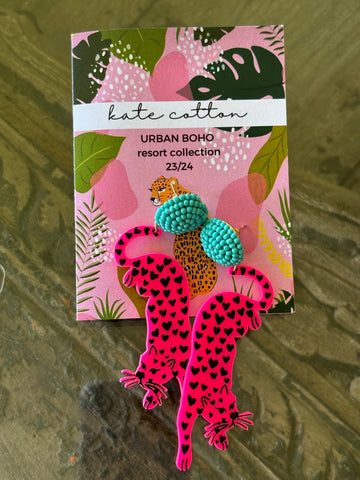Tropical Pink Cheetah Earrings