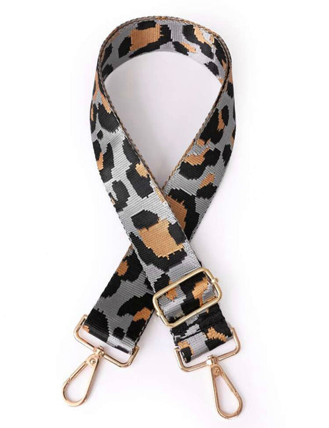 Grey Leopard Print Crossbody Bag Strap