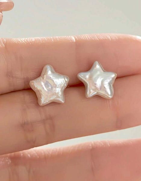 Pearl Star Stud Earrings