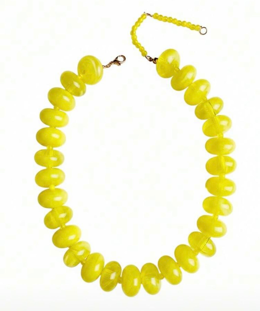 soho glossy gesin bead necklace - sunshine yellow