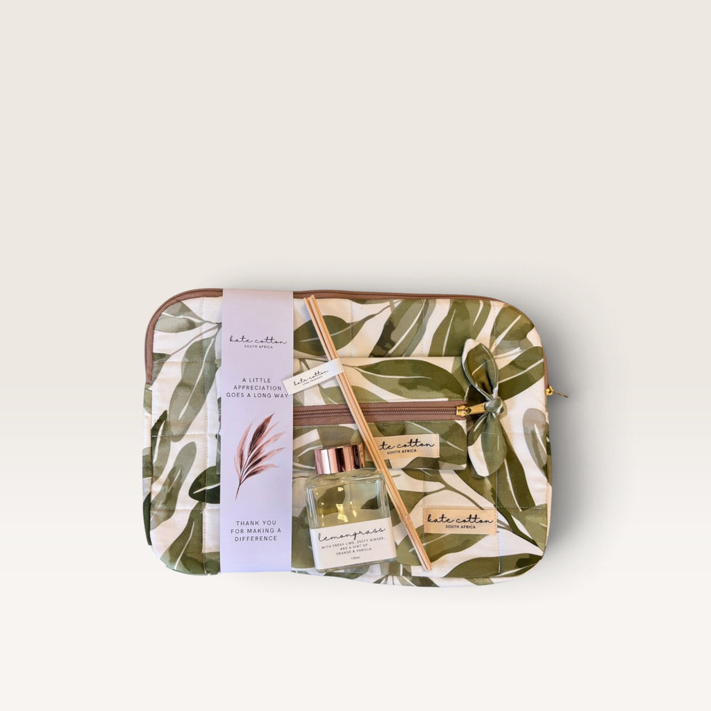 kate cotton the work day edit - green leaves + lemongrass