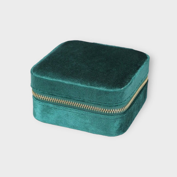 Mini Luxe Velvet Jewellery Box - Emerald Green