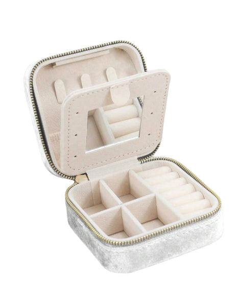 Mini Vinyl Travel Jewellery Box with Tassel - Cream