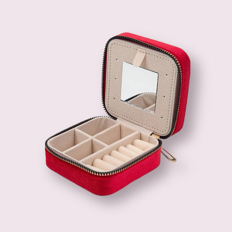 Mini Luxe Velvet Jewellery Box - Red