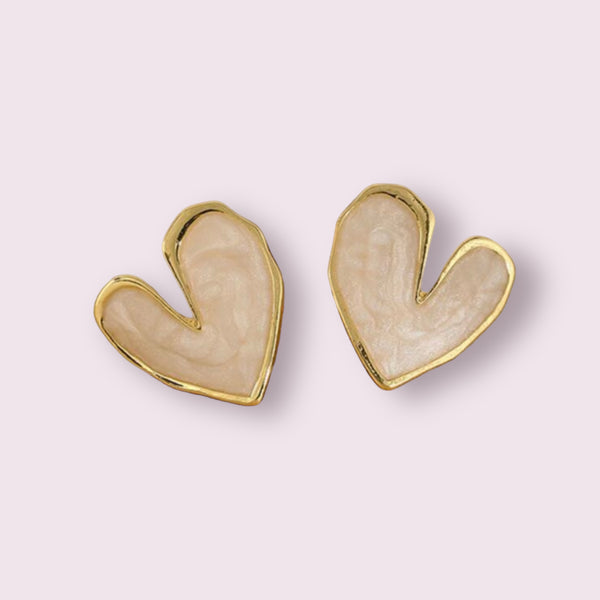 Valentine French Heart Stud Earrings