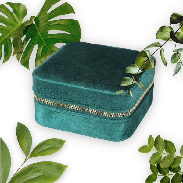 Mini Luxe Velvet Jewellery Box - Emerald Green
