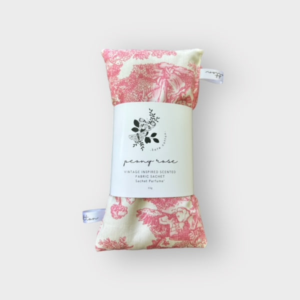 kate cotton peony rose vintage style scented sachets - toile fleurie pink