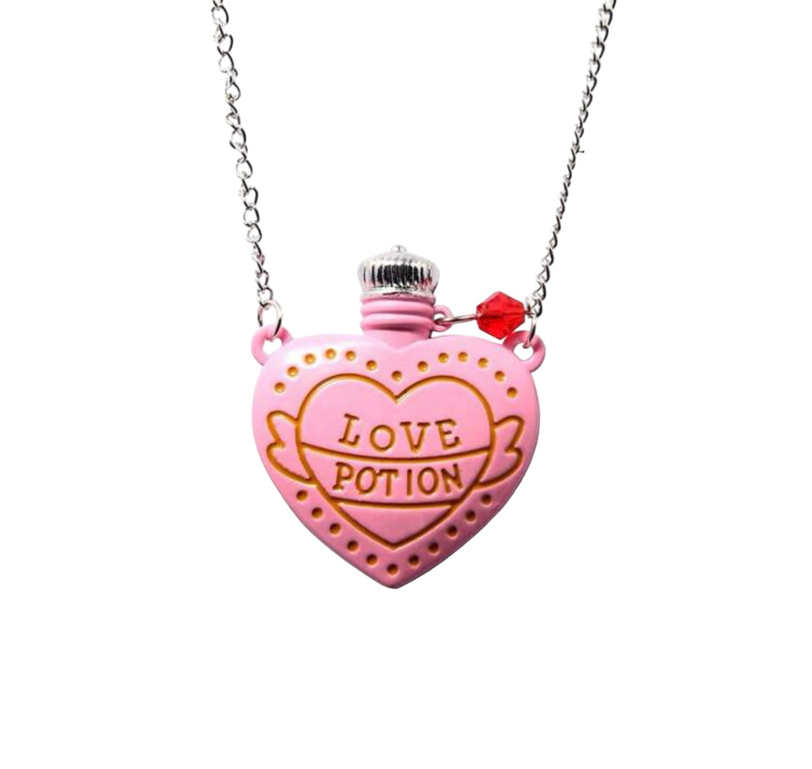Pink Heart Potion Bottle Pendant Necklace