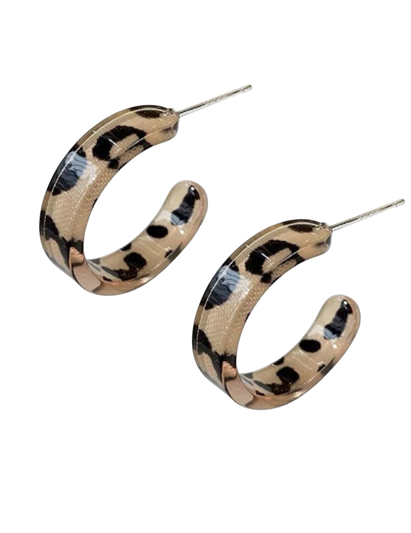 Leopard Pattern Cuff Hoop Earrings