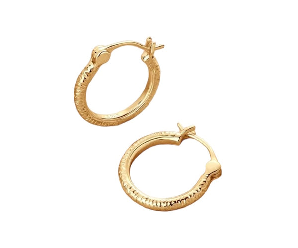 Golden Hoop Earrings ( Sterling 925 Silver )