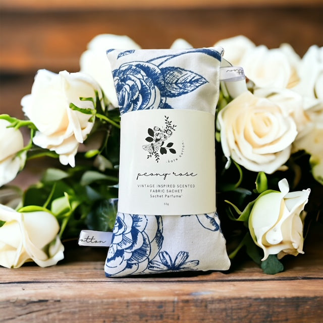 kate cotton peony rose vintage style scented sachets - blue rose