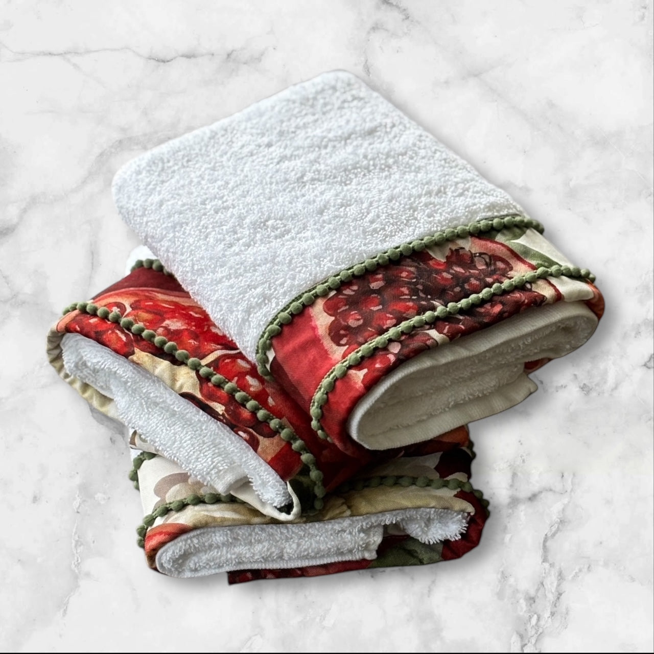 Kate Cotton Embellished Hand Towel - Peony Rose