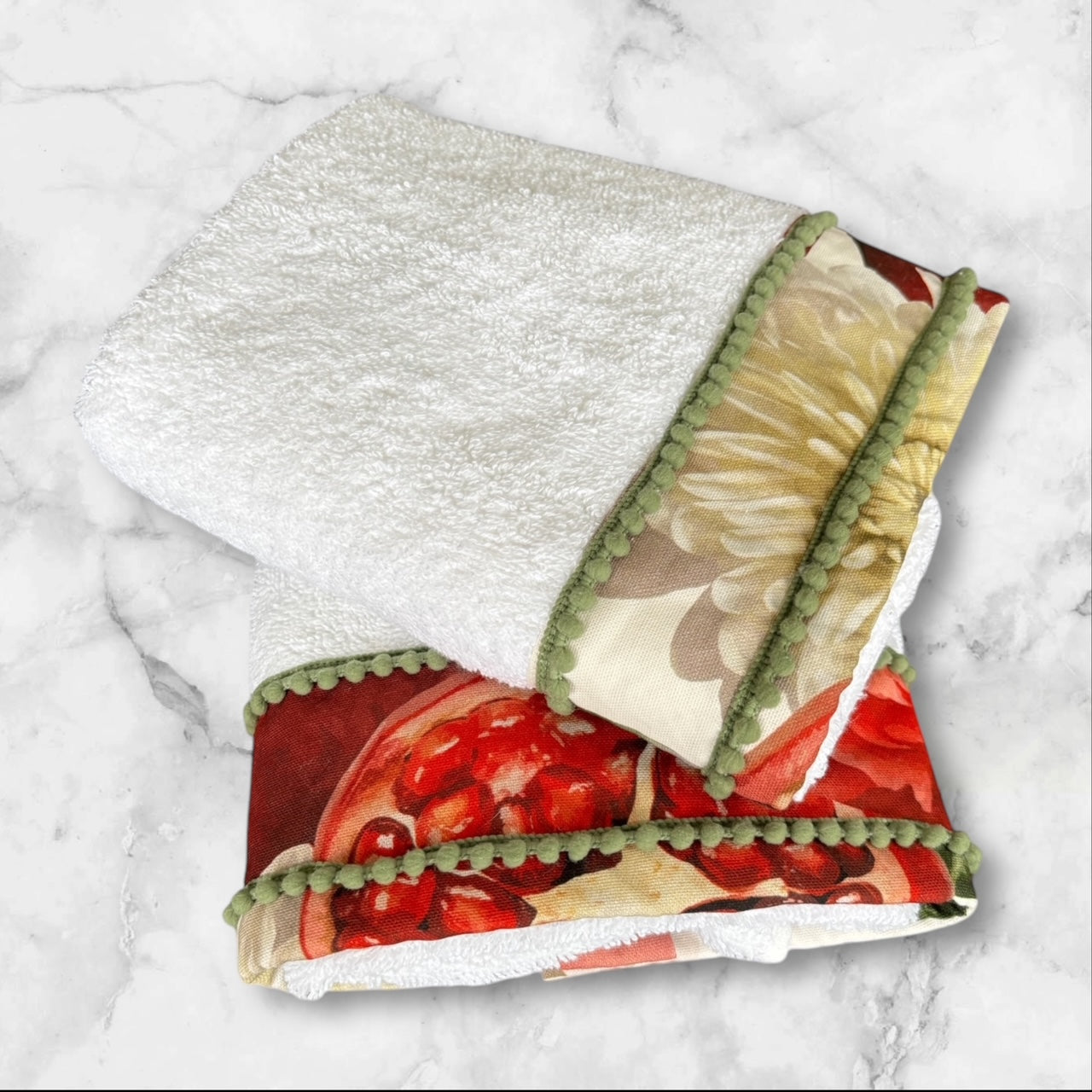 Kate Cotton Embellished Hand Towel - Peony Rose