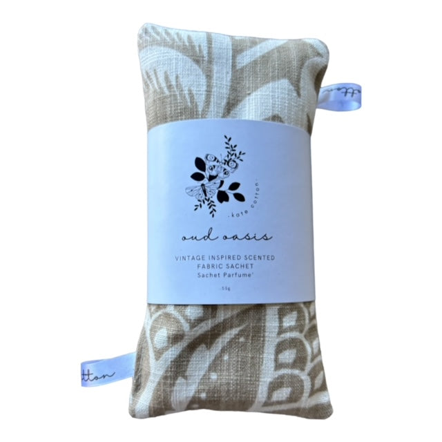 kate cotton oud oasis vintage style scented sachets - natural damask