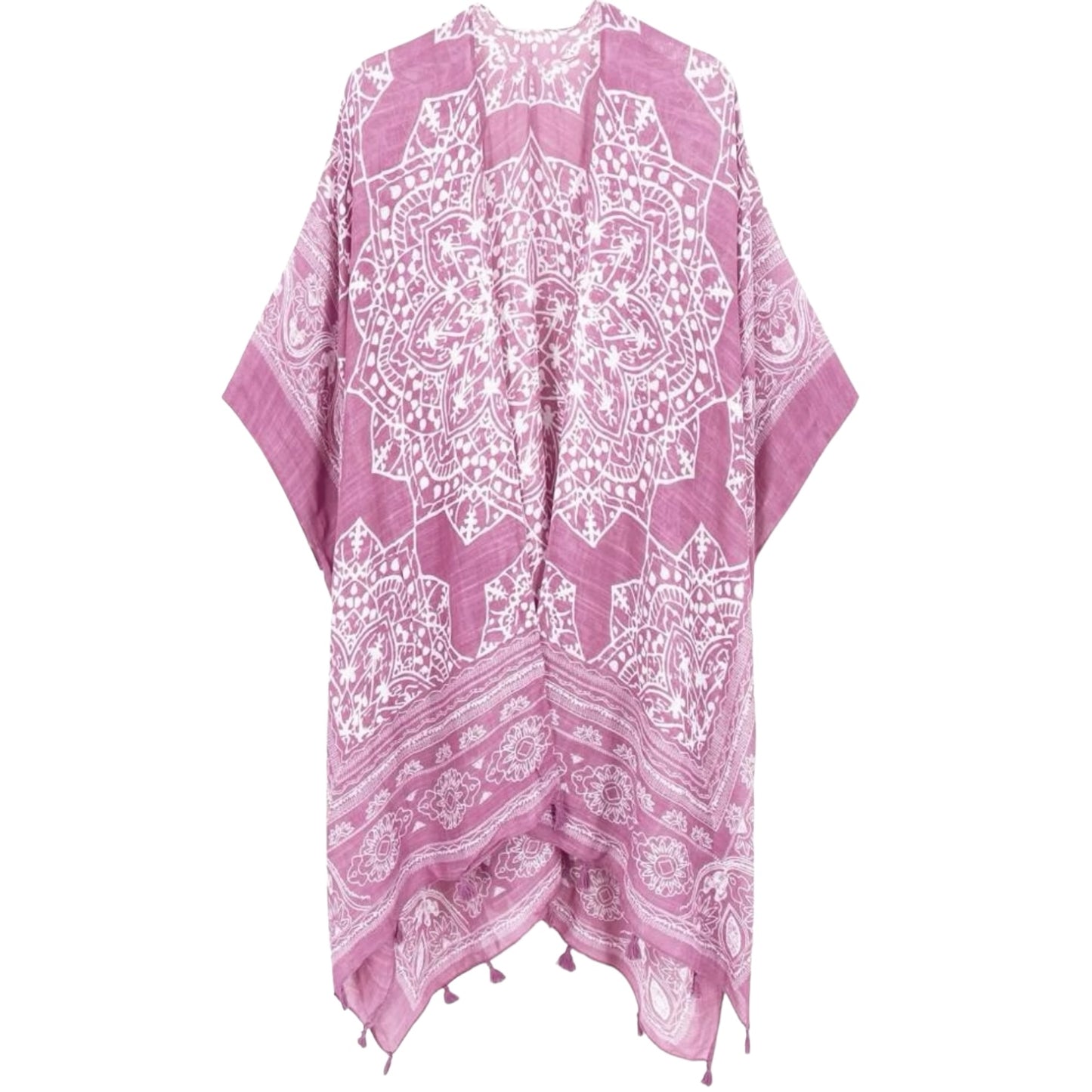 Tassel Trim Kimono - Pretty Pink