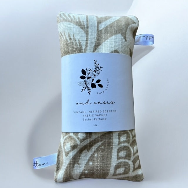 kate cotton oud oasis vintage style scented sachets - natural damask