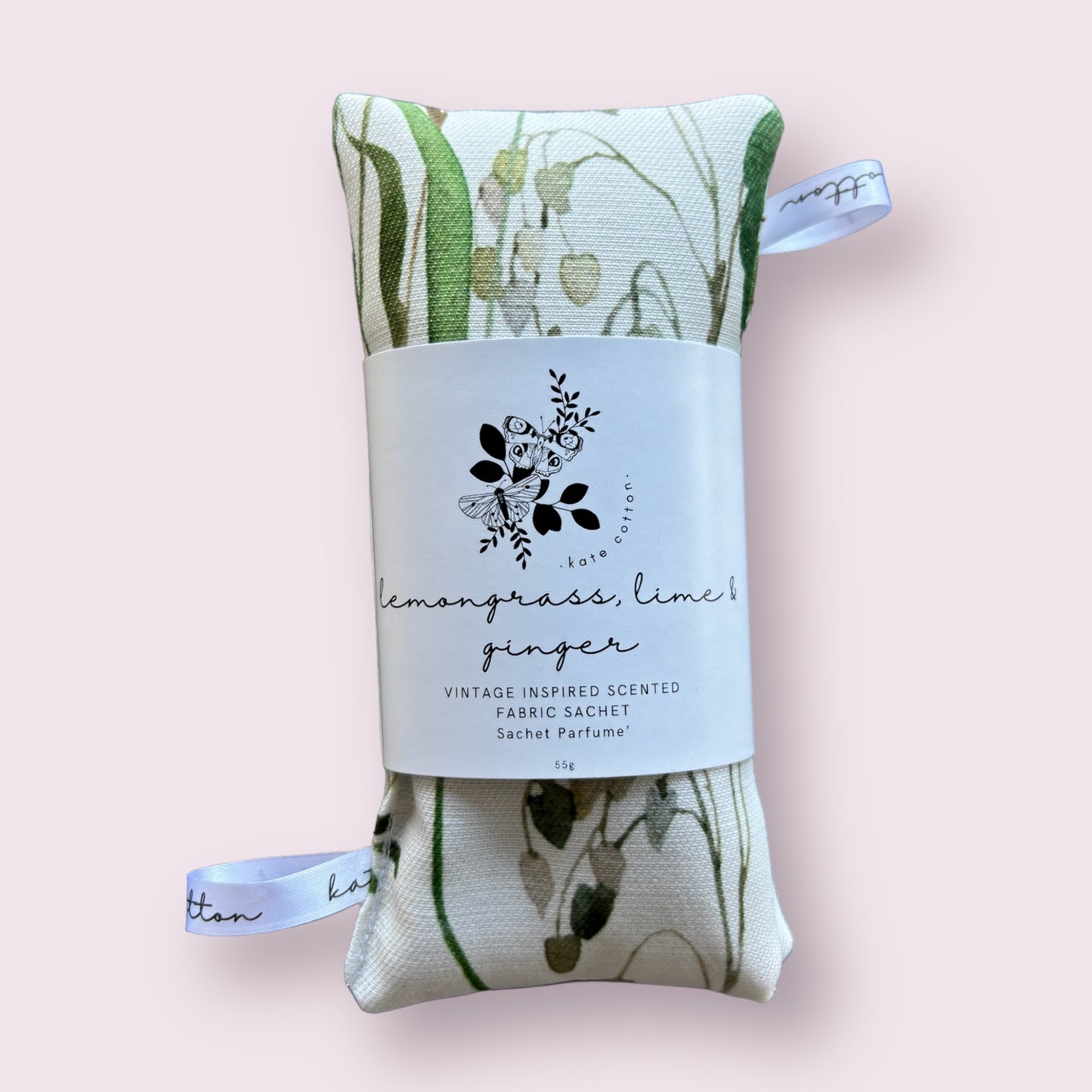 kate cotton lemongrass, lime & ginger vintage style scented sachets - floral meadow