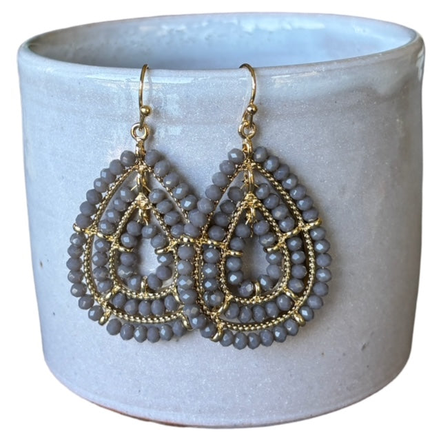 Nikki Bead Earrings - Grey