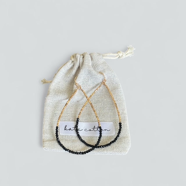 Olivia Hoop Earrings - Black & Gold