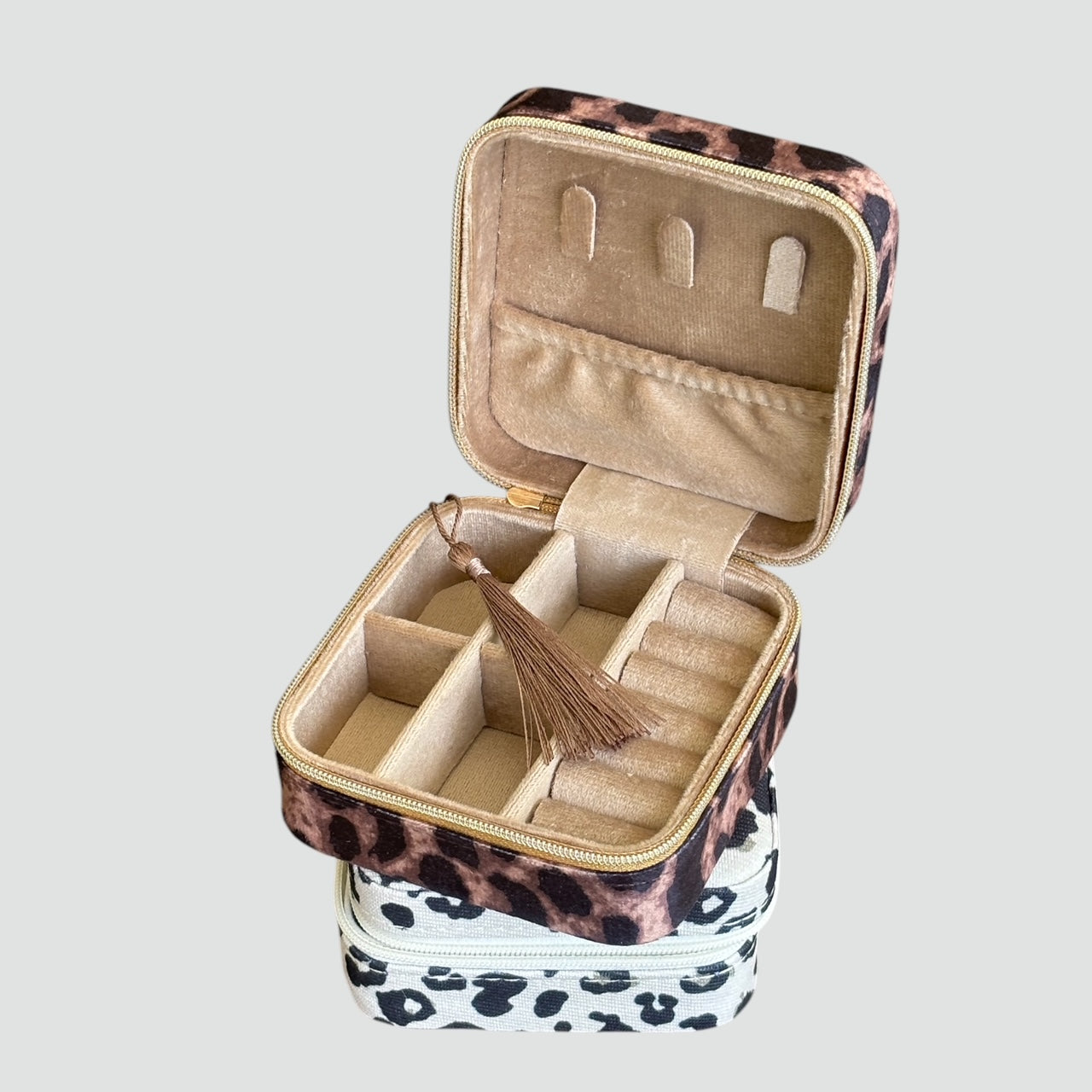 Mini Luxe Jewellery Box - Black and Brown Animal Print