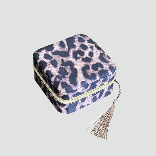 Mini Luxe Jewellery Box - Black and Brown Animal Print