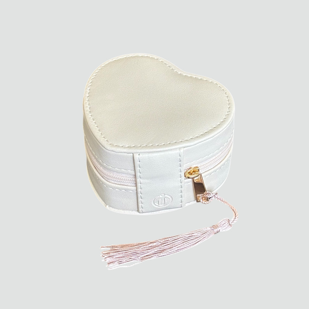 Mini Luxe Heart Jewellery Box - Cream