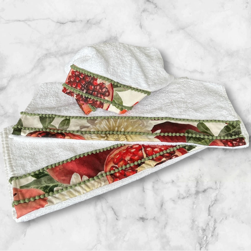Kate Cotton Embellished Hand Towel - Peony Rose