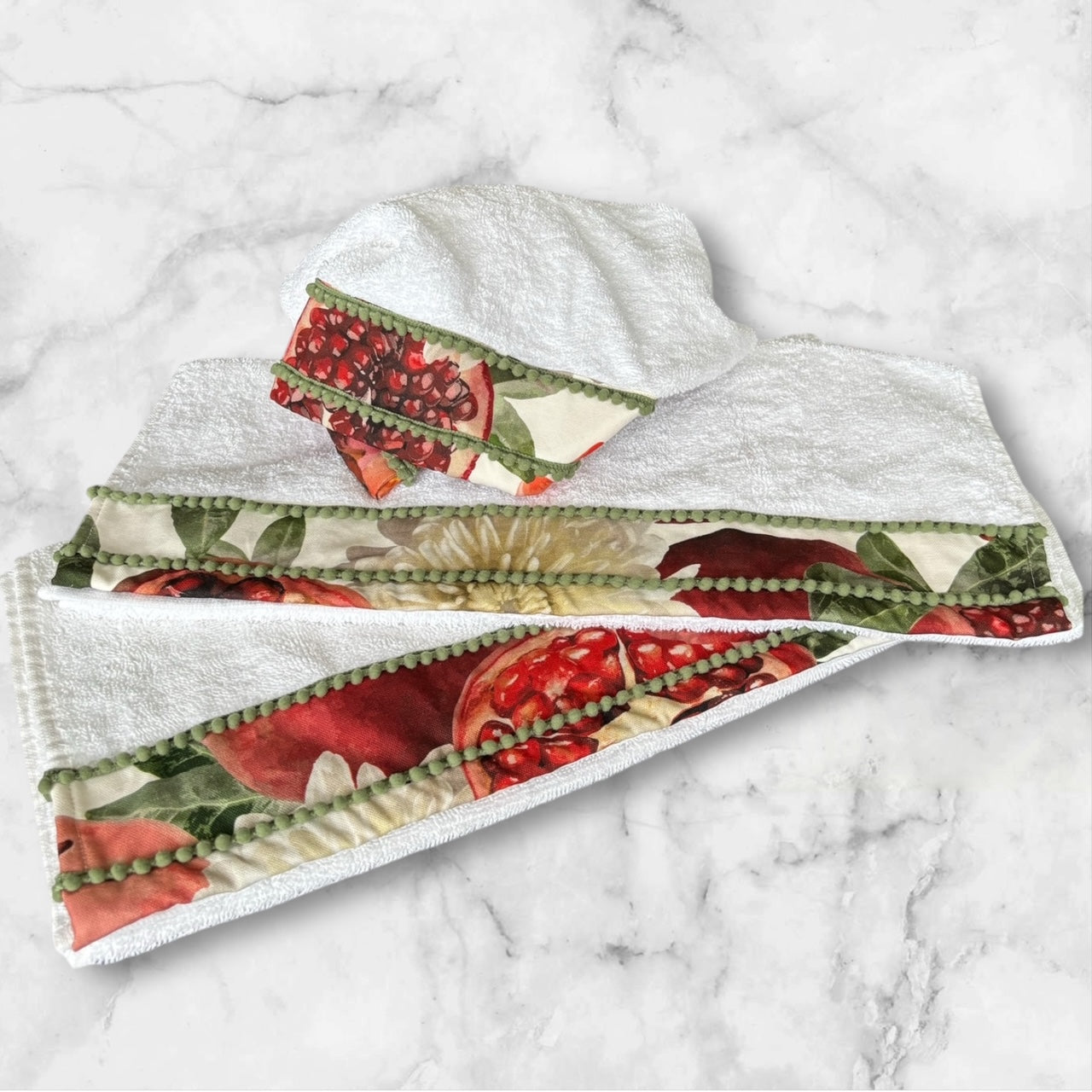 Kate Cotton Embellished Hand Towel - Peony Rose