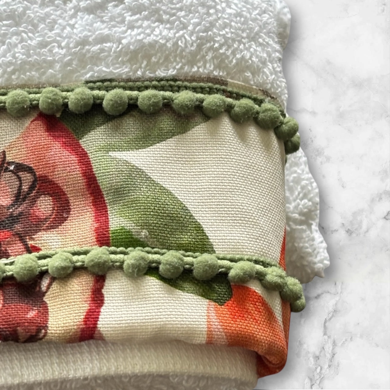 Kate Cotton Embellished Hand Towel - Peony Rose