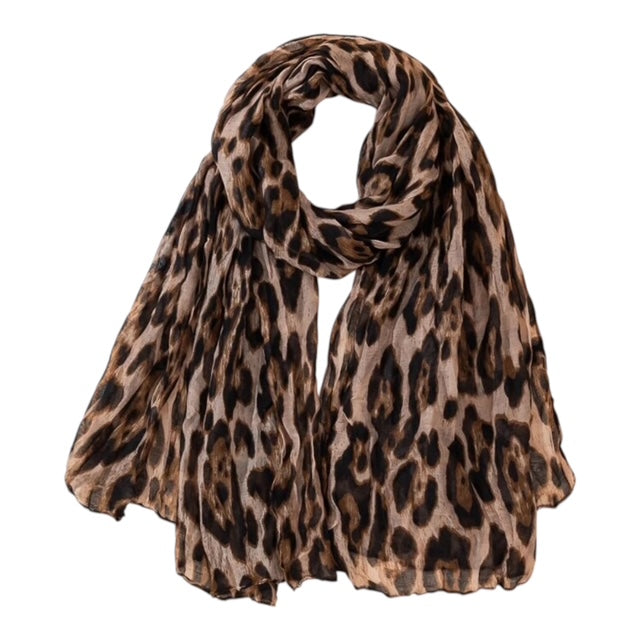 leopard print sheer long scarf
