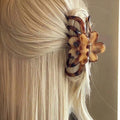 leopard print flower hairclip