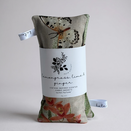 kate cotton lemongrass, lime & ginger vintage style scented sachets