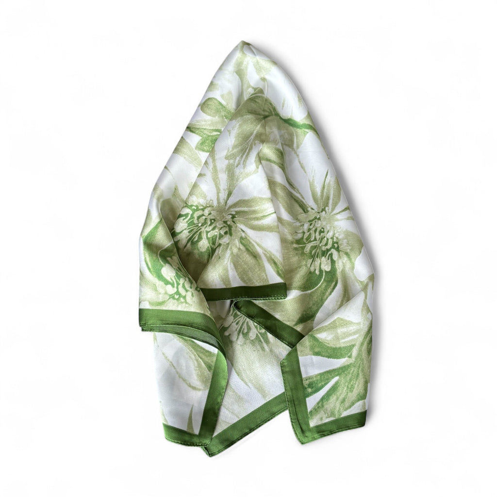 fauna botanical green print bandana scarf