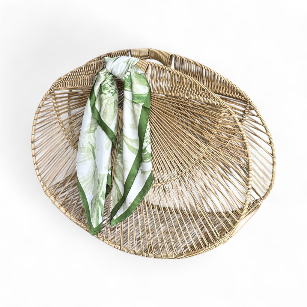fauna botanical green print bandana scarf
