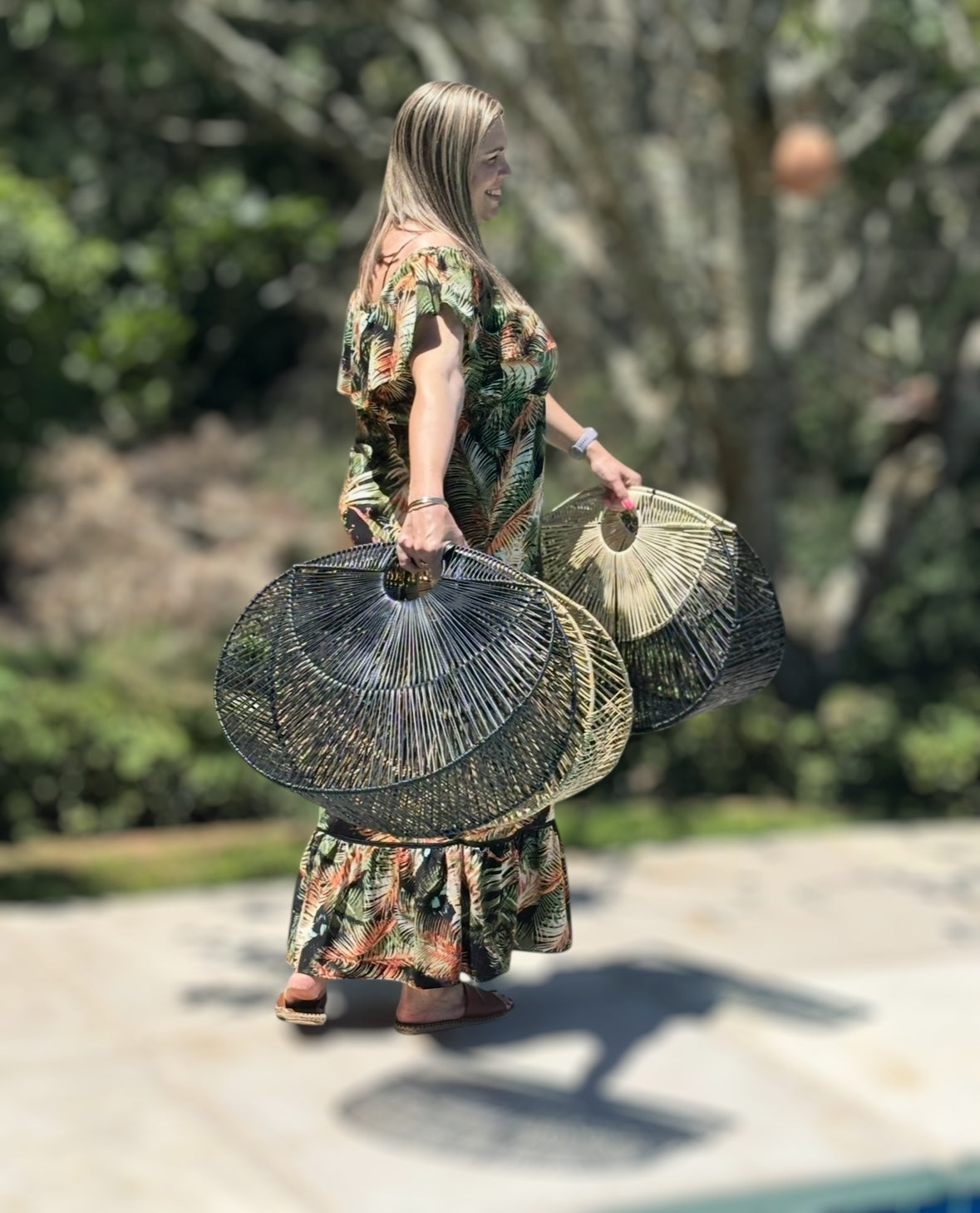 Piknik Poły Wicker Bag - Natural & Black