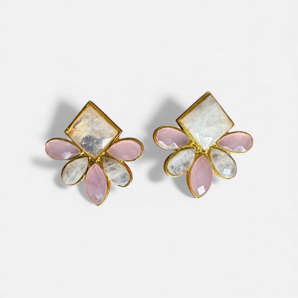 amaré - celinea-rainbow moonstone and rose chalcedony