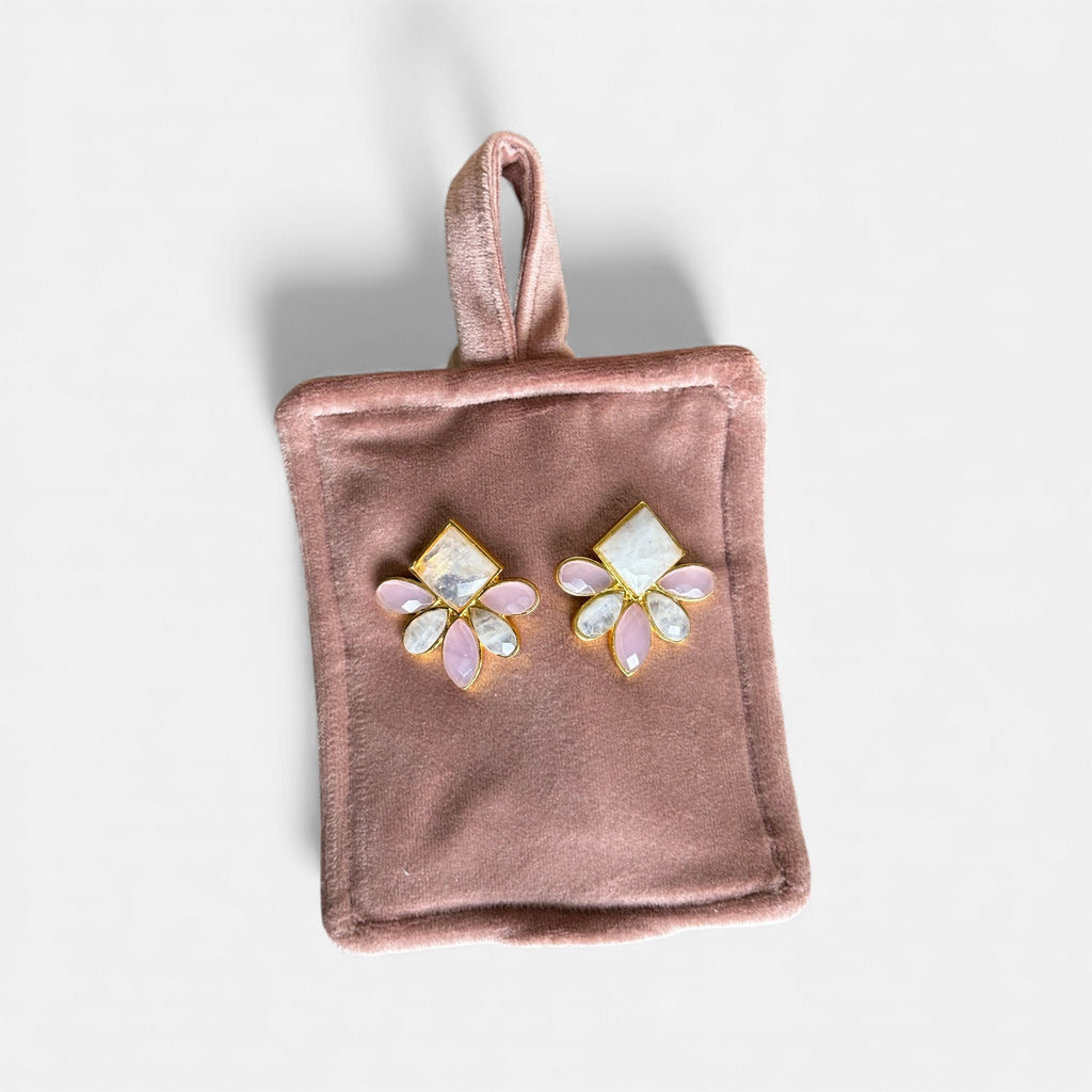 amaré - celinea-rainbow moonstone and rose chalcedony