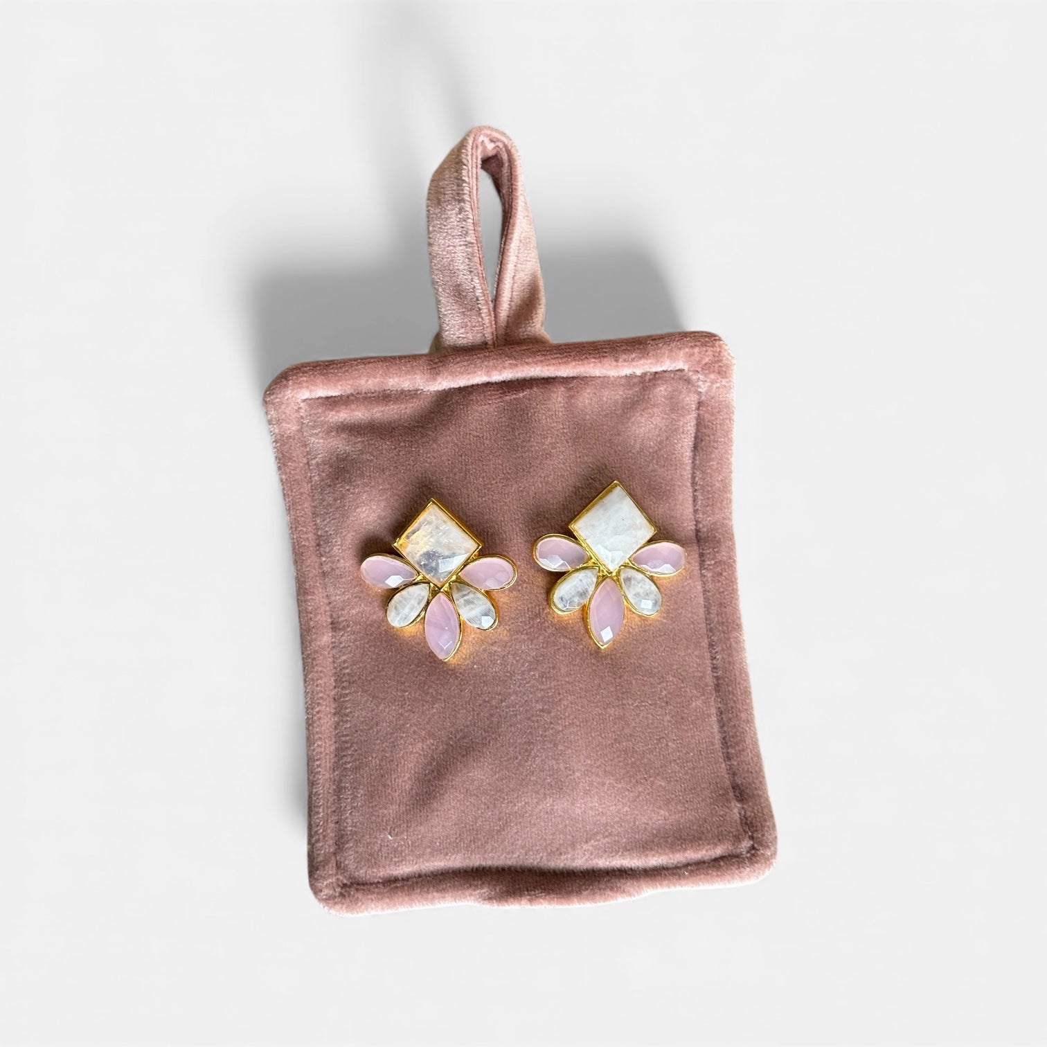 amaré - celinea-rainbow moonstone and rose chalcedony