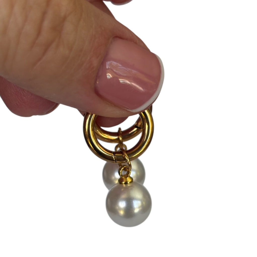 Pearl Hoop Earrings - Stainless Steel Gold Plate