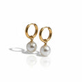 Pearl Hoop Earrings - Stainless Steel Gold Plate