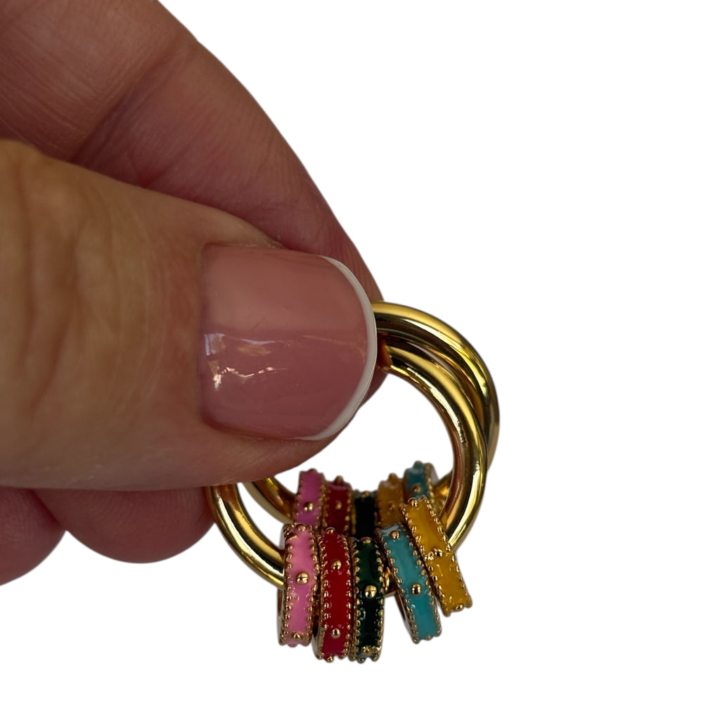 Geo Multi Hoop Enamel Earrings - Costume Jewellery