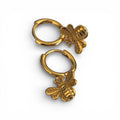 Gold Bee Hoop Earrings-925 Sterling Silver GP