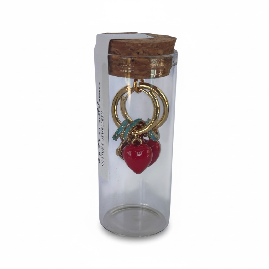 Enamel Fiesta Heart Earrings - Costume Jewellery