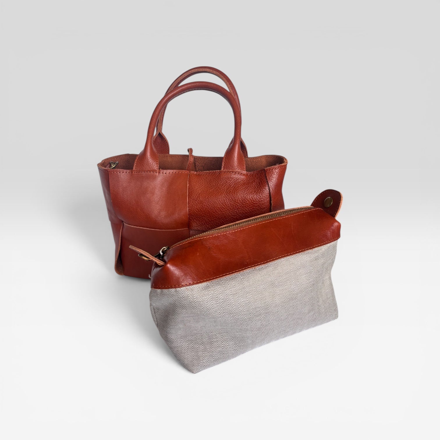 saddle leather tote bag - chestnut