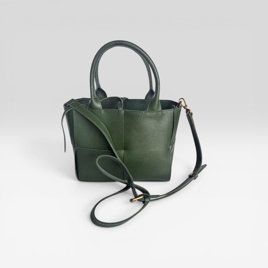 saddle leather tote bag - hunters green