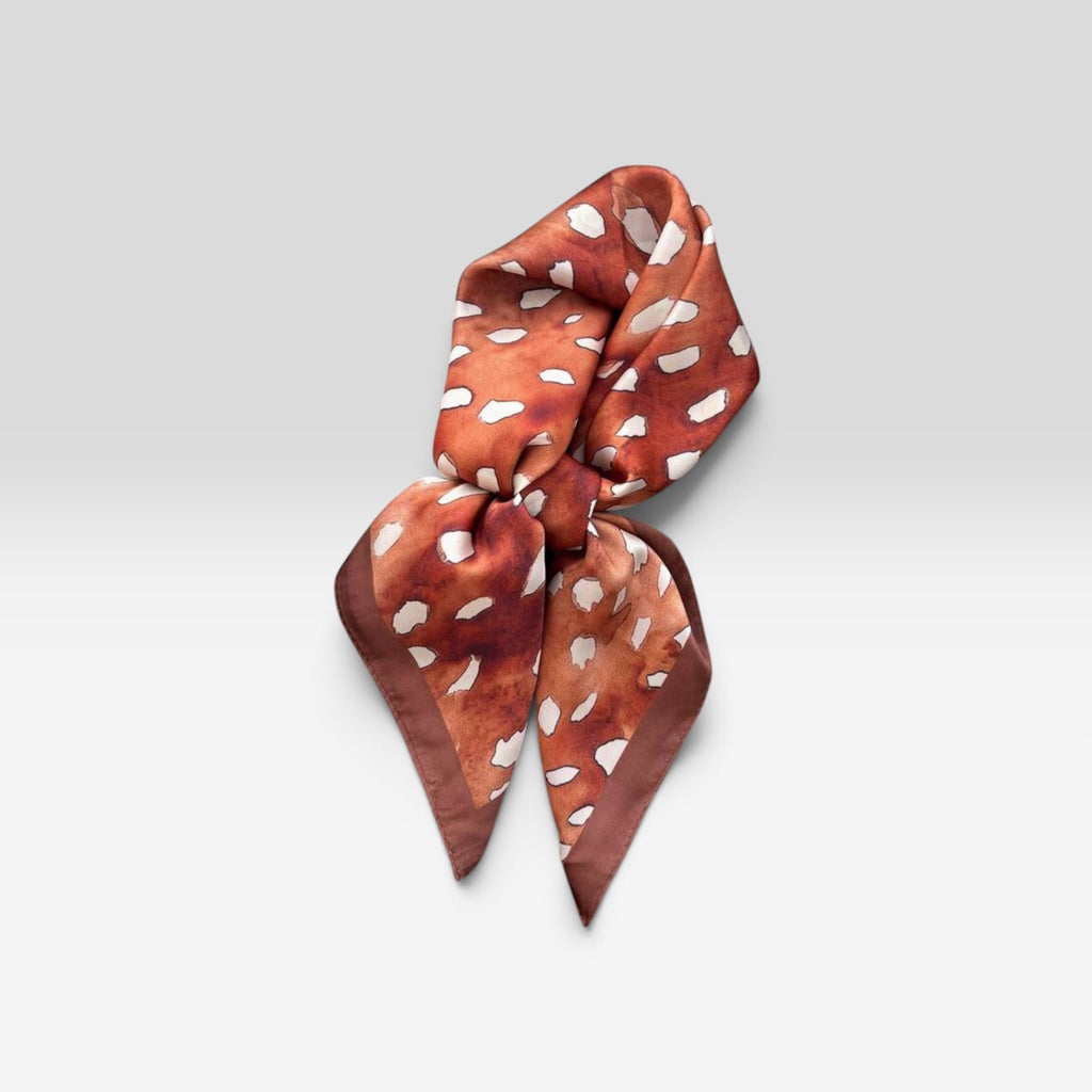 deer print scarf - cinnamon clay