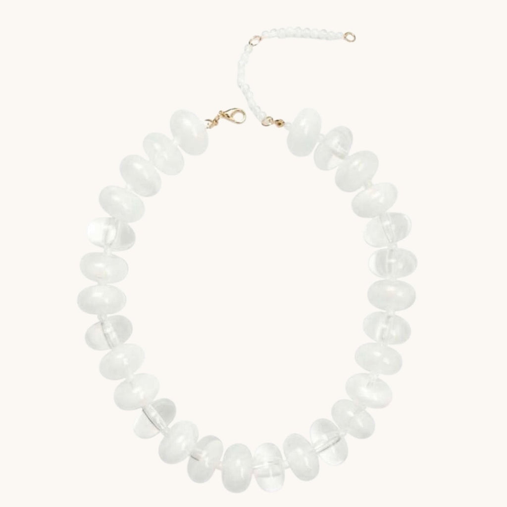 Home-Industry South Africa clear quartz resin bead necklace with gold clasp, 50cm
