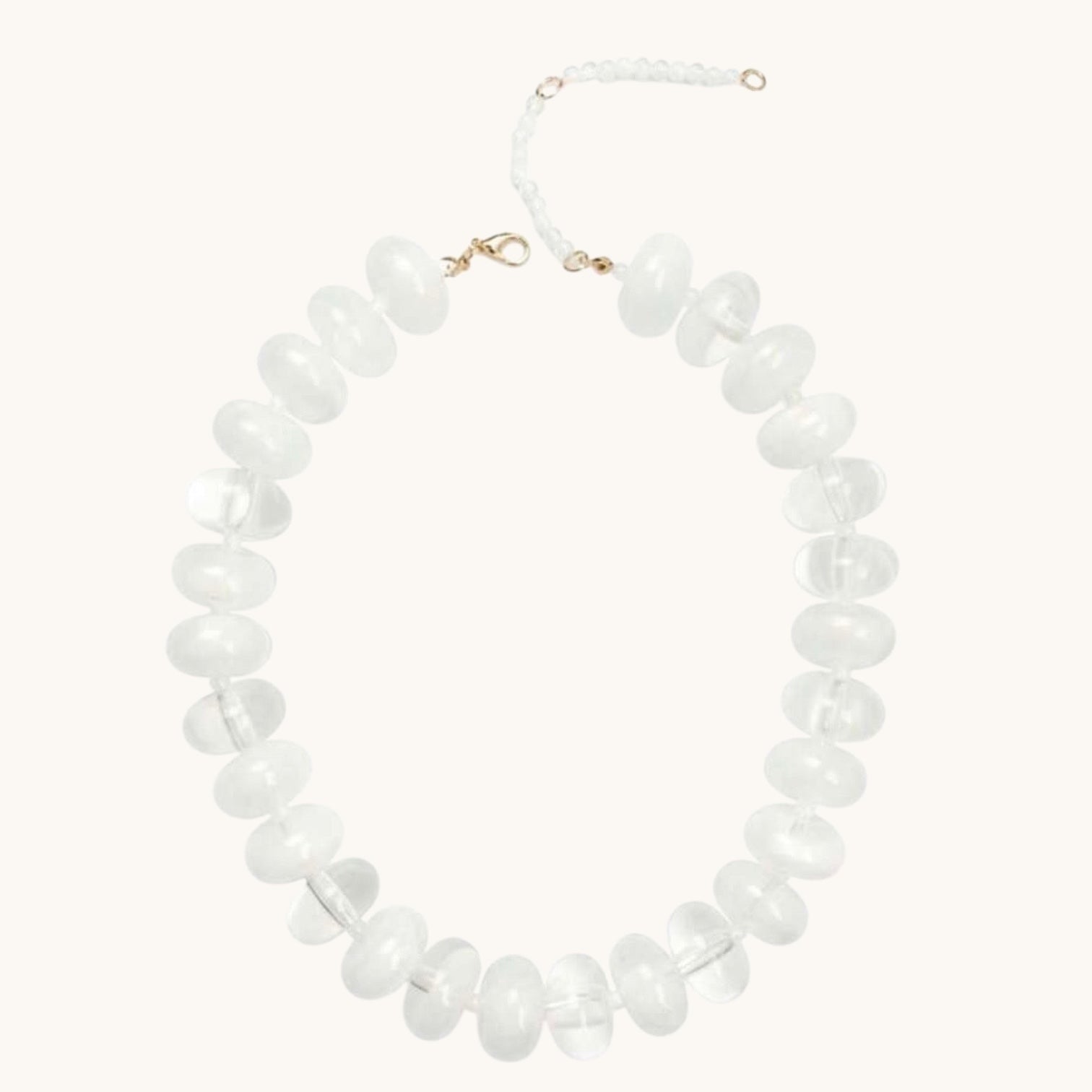 Home-Industry South Africa clear quartz resin bead necklace with gold clasp, 50cm
